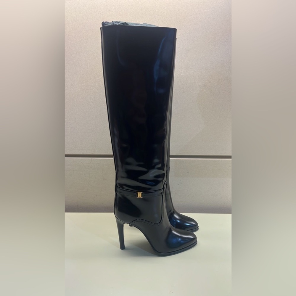 Saint Laurent Diane Black knee high leather high Heeled Boots size EU 39 NWT